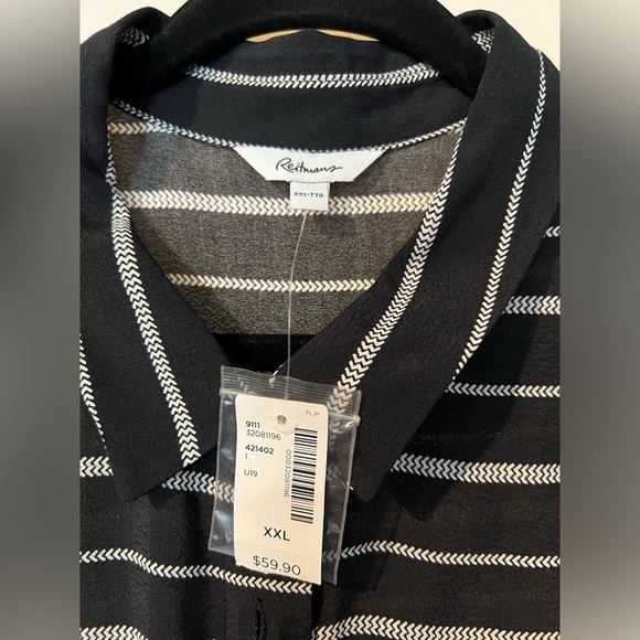 Black in White stripe shirt - with waist tie - size XXL - Picture 5 of 5